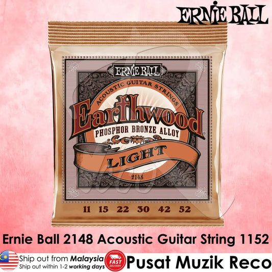 Ernie Ball 2148 Earthwood Phosphor Bronze Acoustic Guitar Strings Light 1152 | Reco Music Malaysia