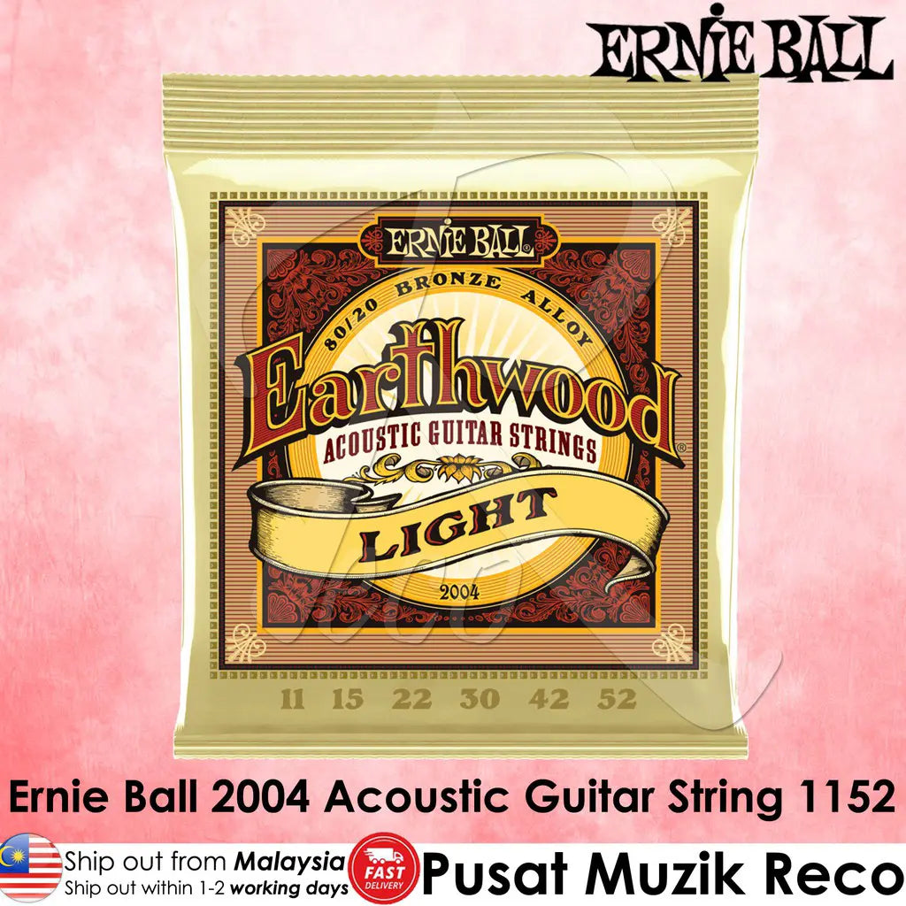 Ernie Ball 2004 Earthwood 80/20 Bronze Acoustic Guitar Strings Light 1152 | Reco Music Malaysia
