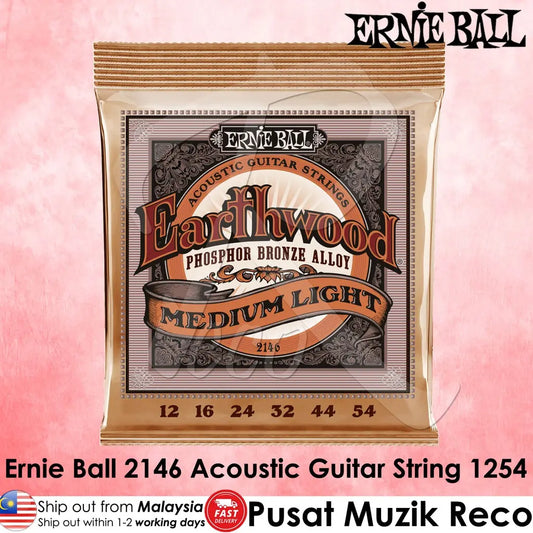 Ernie Ball 2146 Earthwood Phosphor Bronze Acoustic Guitar Strings Medium Light 1254 | Reco Music Malaysia