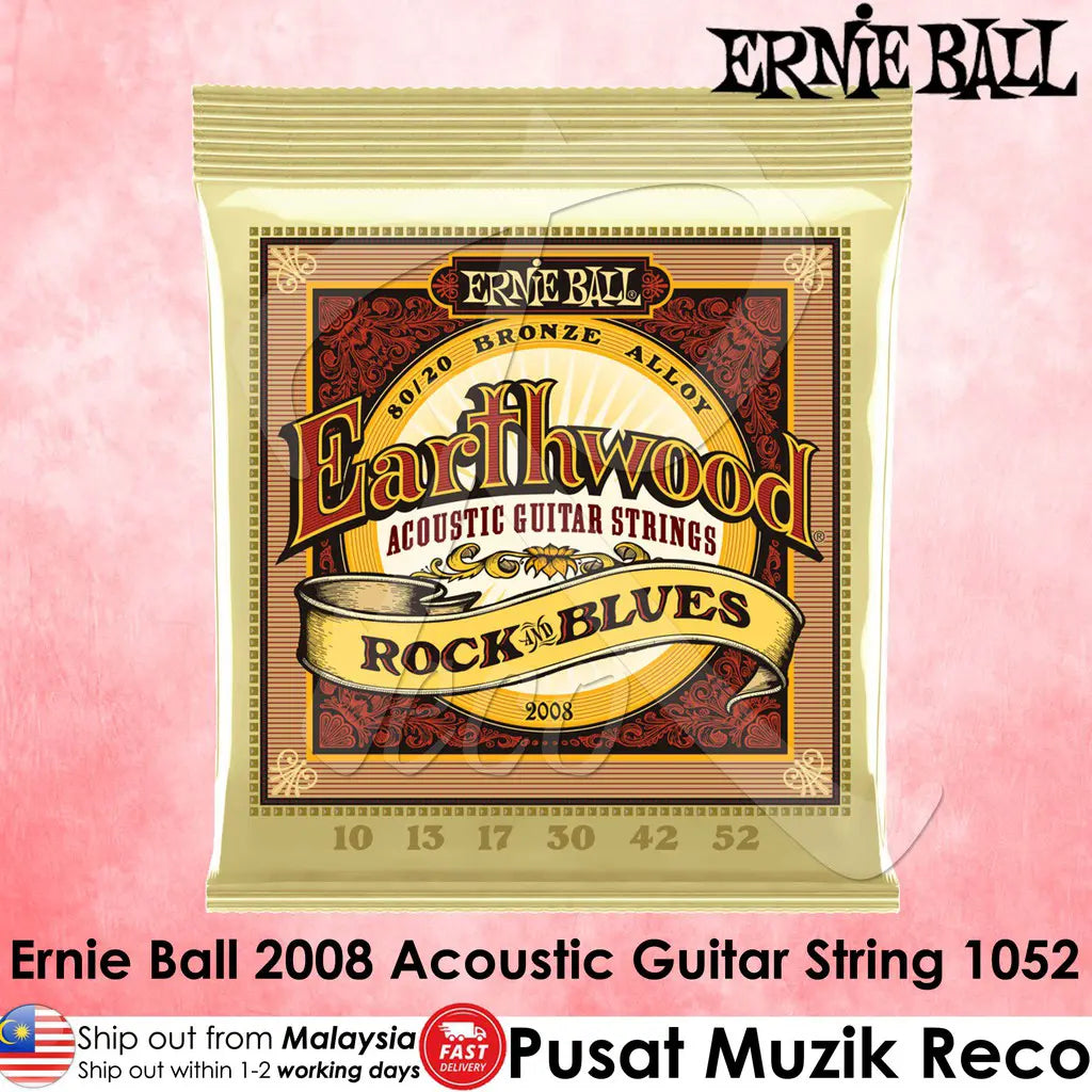 Ernie Ball 2008 Earthwood 80/20 Bronze Acoustic Guitar Strings R&B 1052 | Reco Music Malaysia
