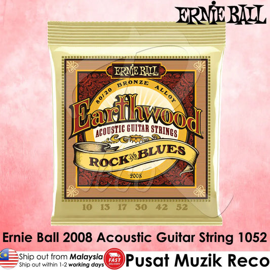 Ernie Ball 2008 Earthwood 80/20 Bronze Acoustic Guitar Strings R&B 1052 | Reco Music Malaysia