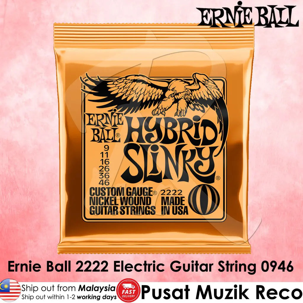 Ernie Ball 2222 Hybrid Slinky Nickel Wound Electric Guitar String 0946 | Reco Music Malaysia